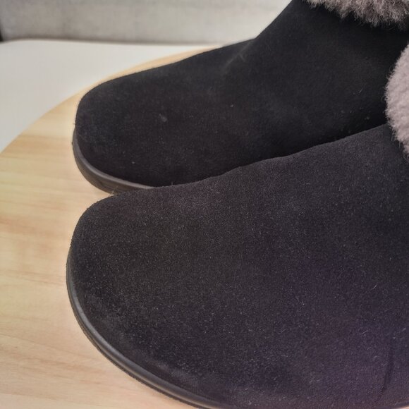 Abeo Zahra Suede Shearling Cuff Sheepskin Water Resistant Black Boots Women US 7 - Picture 4 of 12